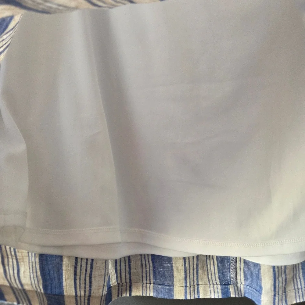 Torrid Women Blue Beige‎ Striped Linen Blend Elastic Back Mini Skirt Size 2 Plus
